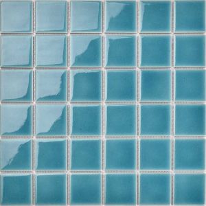 China Blue Single Ice Crack Glazed Ceramic Mosaic Swimming Pool Tile wholesale
