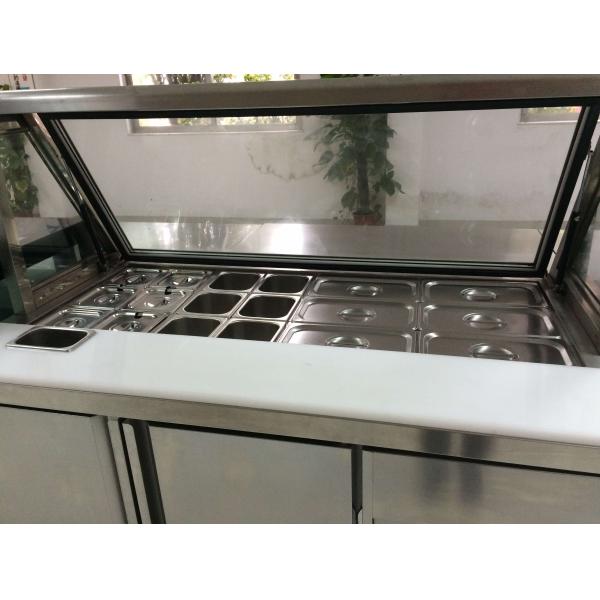 Anticorrosive SS304 Two Door Prep Fridge , 220V Stainless Steel Pizza Prep Table