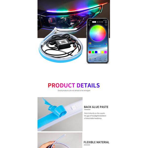 Neon Waterproof Switchback Auto Daytime Running Lights RGB APP Control DRL 12 volt