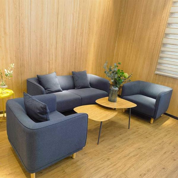 Fabric Office Sofa Couch 3 Seater Office Sofa And Coffee Table Set