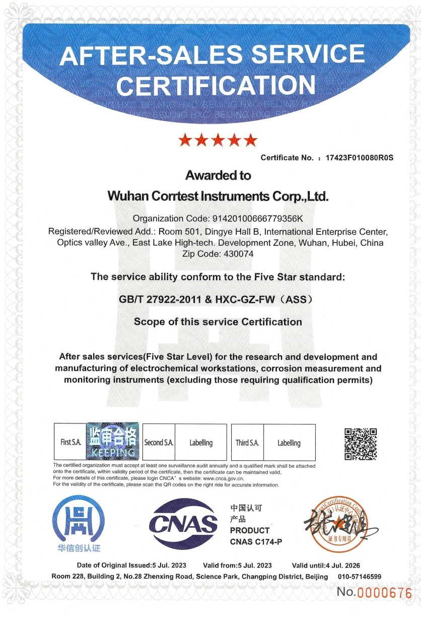 Wuhan Corrtest Instruments Corp., Ltd. Certifications