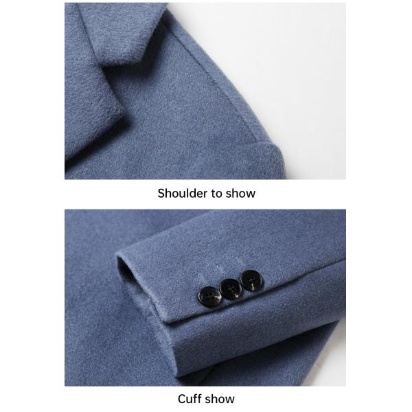 Wool Jacket Coat Australasian Wool Single Breasted Long-Sleeve Plush Peacoat for Men