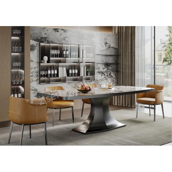 Ceramic Stainless Steel Marble Dining Table Rectangle Shape