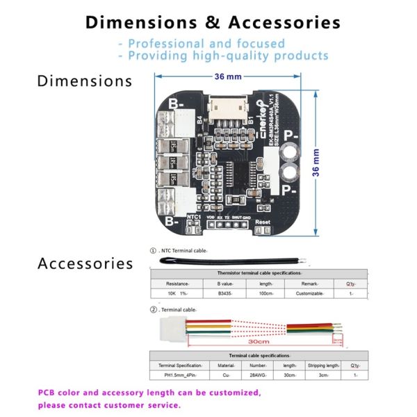 Enerkey Lithium Battery Charger Protection Module 3S 40A 12.6V SIB/Lto/Li-ion/Lifepo4 BMS for Car Start