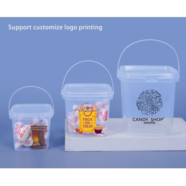 Transparent Plastic Round Custom Printed Ice Cream Candy Cookie Bucket With Lid for Milk