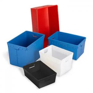 China PP Postal Mail Tote Hollow Boxes Bins Rigid Customized With Handles wholesale