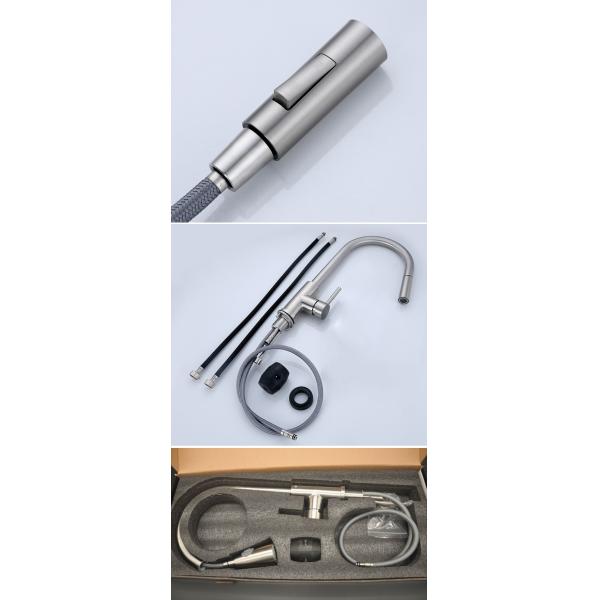 Commercial Lead Free Black Pull Out 2 Hole Kitchen Tap 35mm Ceramic Cartridge With Spray