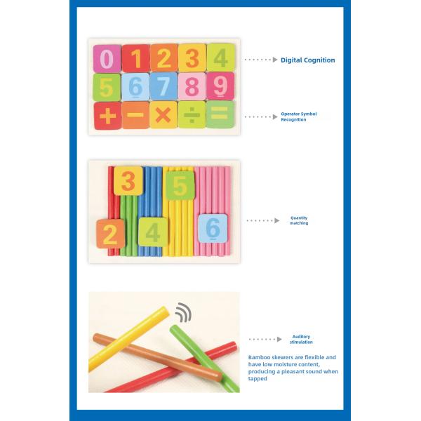 Wooden Counting Sticks Preschool Math Training Intelligence Teaching Calculation Baby Toy Montessori Educational Toy