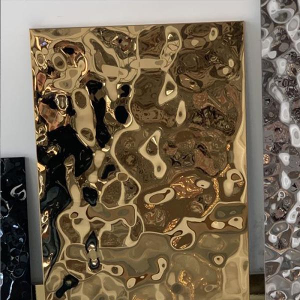 Water Ripple Mirror Polished Stainless Steel Corrugated Sheets AISI 304 316 Color Decorative Wall Panel