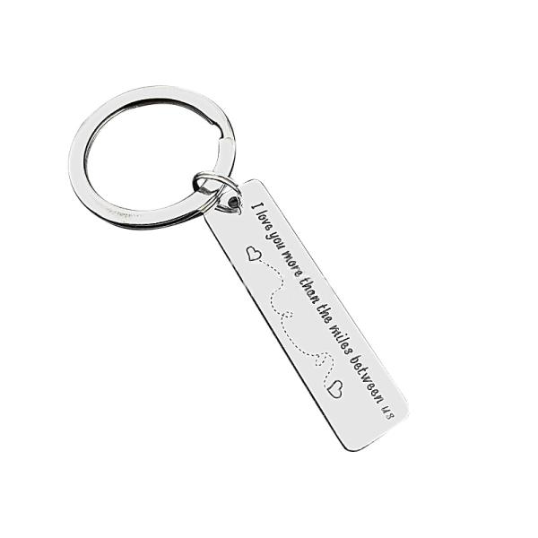 Zinc Alloy Rectangle Shape Valentine Personalised Metal Keychain Custom Shape