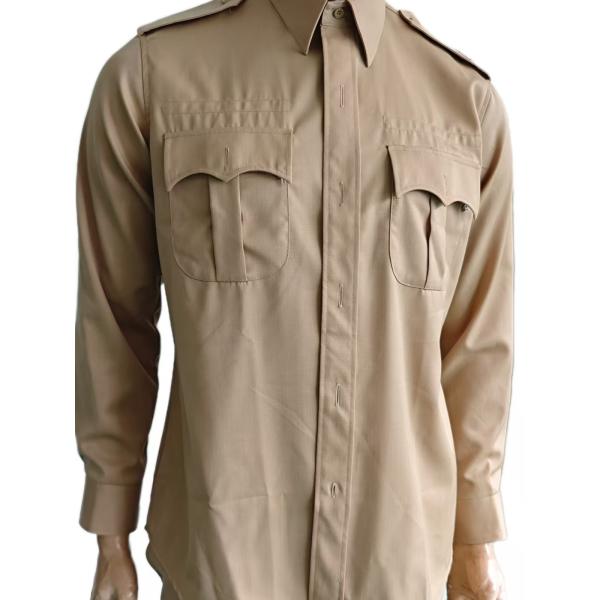 Military Dress Simple And Elegant Classic Khaki Officer'S Dress Uniform Set Wool Polyester Blend Shirt And Pants Ceremonial Uniform