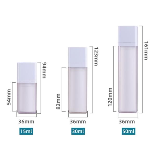 Transparent AS 50ml Cosmetic Airless Bottle 161mm Height Rectangular