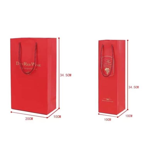 Custom CMYK Print Multicolor Wine Bottle Paper Bags 20*10*34.5cm