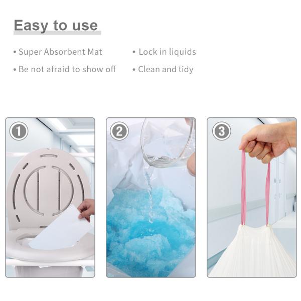 Portable Commode Liners Toilet Bags Lavender Scented Commode Bags Disposable