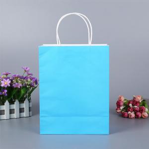 China Recycled Colored Printed Paper Grocery Bags With Twisted Handles wholesale