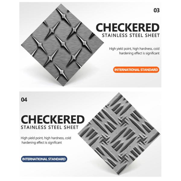 430Ss Checkered Stainless Steel Sheet Thickness 1mm Square Pattern