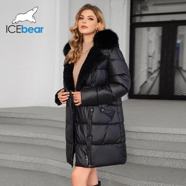 Multiple Pockets Fluff Coat Womens Puffer Coat Knee Length 88cm-96cm
