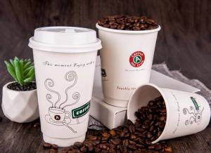 Double Layers Horrow Insulated Disposable Coffee Cups , 22 Oz Kraft Paper Cups