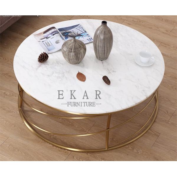 Beautiful Designs Marble Round Coffee Table with Mental Base