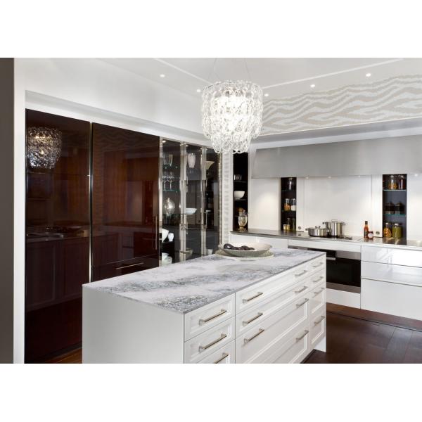 Acid Resistant Calacatta Classic Quartz Polished Surfaces Finished 6.5 Mohz