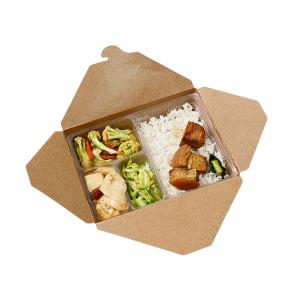 China Disposable Lunch Paper Takeaway Box Food Packaging Kraft Paper Box on sale