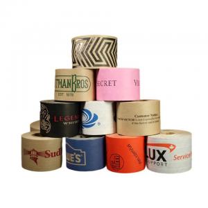 China Printed Biodegradable Self Adhesive Kraft Tape / Printed Water Activated Gummed Paper Tape wholesale