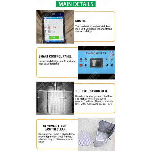 Vacuum Automatic Fryer Machine Low Temperature Fruit Vegetable Fried Machine