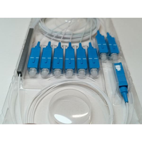 Mini Fiber Optic PLC Splitter SC UPC Connector SM G657A1 1x8 PLC Splitter