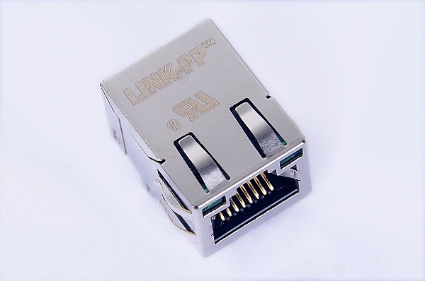 Tab Up RoHS Magnetic RJ45 Jack , 10/100BaseT 1X1 RJ45 PCB Connector 0817-1AX1-11