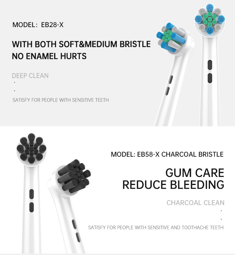 EB18-X Soft Bristles Electric Toothbrush Heads with Dentist Recommended Technology and 1 Year Warranty