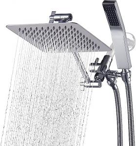 China Polished Chrome Square Handheld Zinc Shower Head Combo With Adjustable Extension Arm wholesale