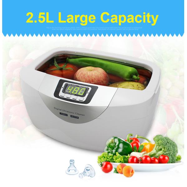 Digital Ultrasonic Wave Cleaner with Heating 2500ML for Vegetables Fruits Baby Products