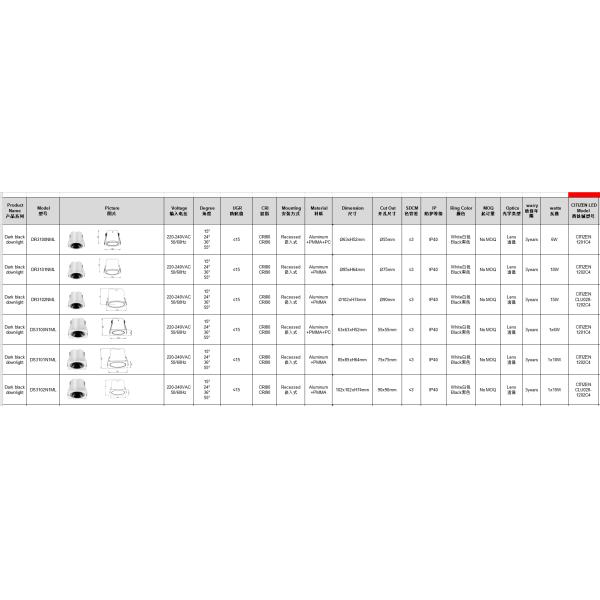 6W dia62mm led downlight high anti-dazzle round COB spotlight recessed dark black mini Residential building downlight