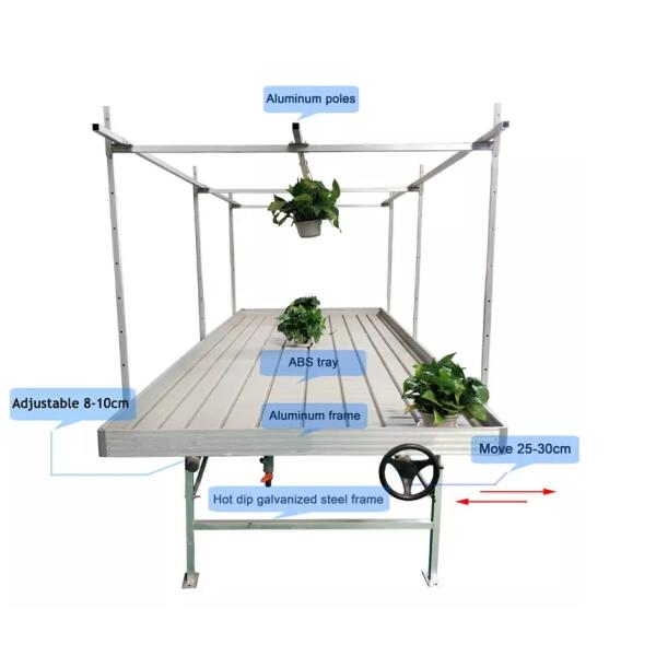 Plastic Bench Hydroponic Grow Bed Greenhouse Rolling Growing Table