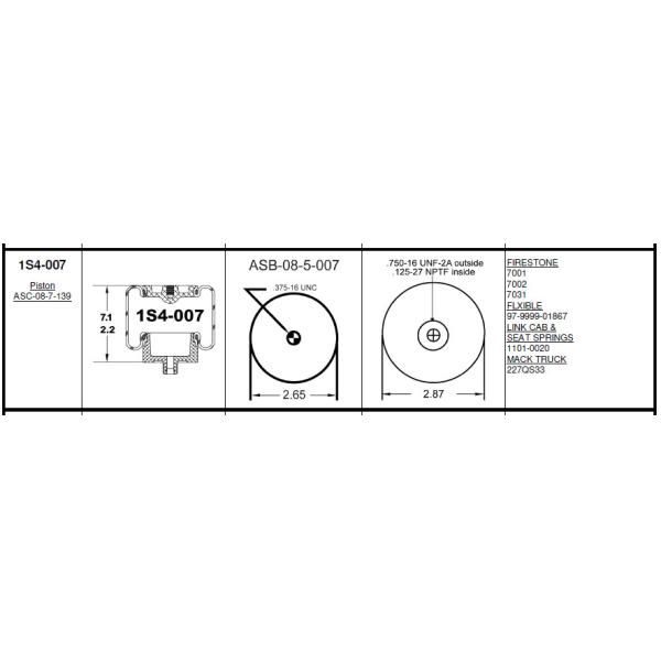 YI-1S4-007 Cabin Seat Air Spring Triangle 5001 Mac-k truck 227QS33 Rubber Sleeve