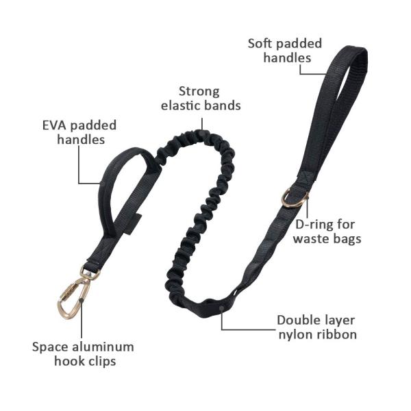 Elastic Braided Nylon Rope Dog Leash Tactical K9 Training With 2 Control Handle