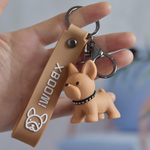 PU Key Chain Ornaments , Resin pitbull dog keychain Electroplated 0.02kg