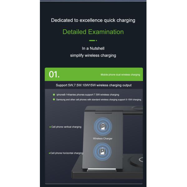 15W Fodable Wireless Charging Station in White/Black/Green/Purple/Pink