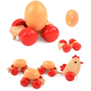 China Wooden Hen Pulling Egg Driving Train Parent Child HandHeld wholesale
