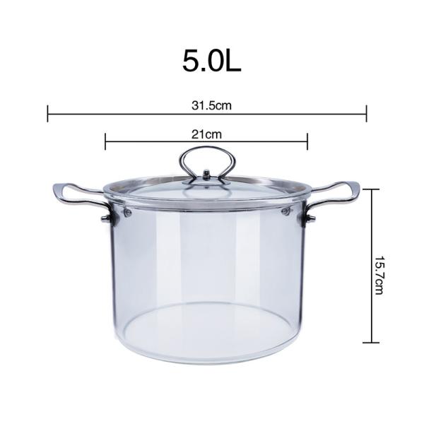 2.3L 3.5L Transparent Borosilicate Glass Soup Pot