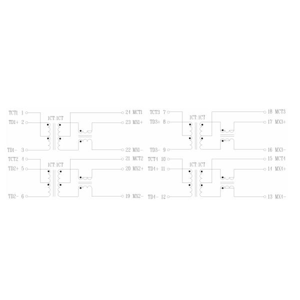 Multi Pin Connector Lan Transformer With 10/100 Base-TX 24HSS1041-2 HF