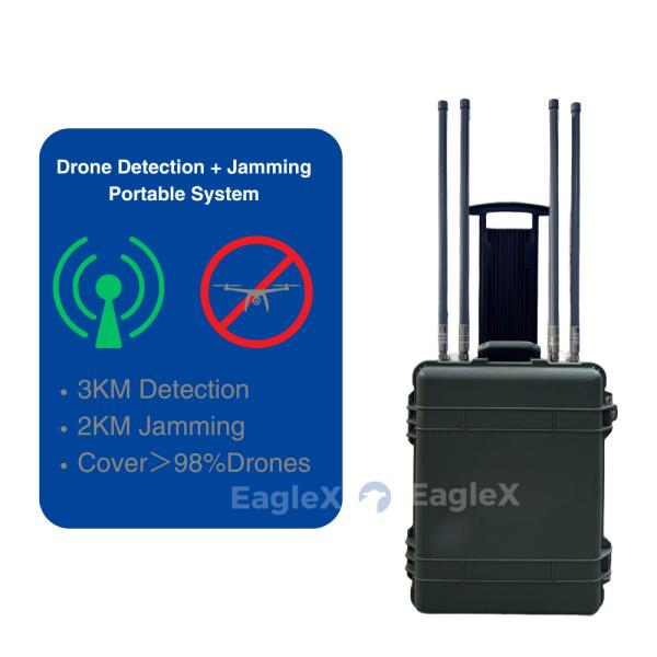 98% Drone Jammer Coverage 5.8 GHz 2KM FPV Jammer System with Up to 3 km Detection Distance
