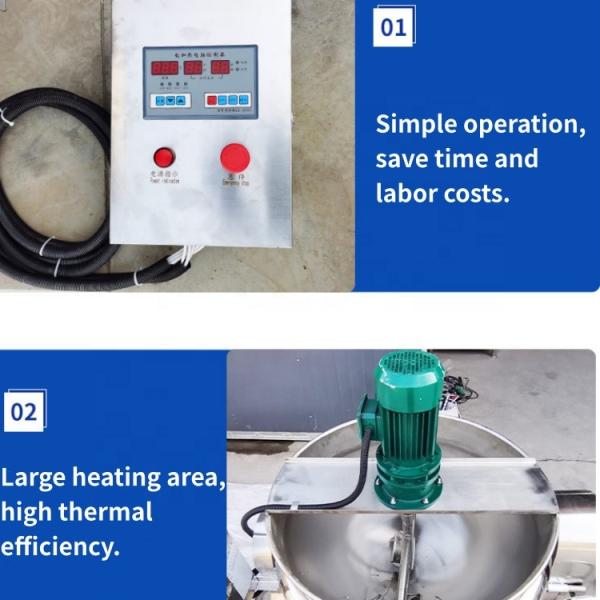 304 Stainless Steel Industrial Cook Pot Jacket Kettle with Agitator and Jacket Design