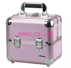 China Portable Aluminium Beauty Case Light Weight 4MM MDF With Purple Leather Panel wholesale