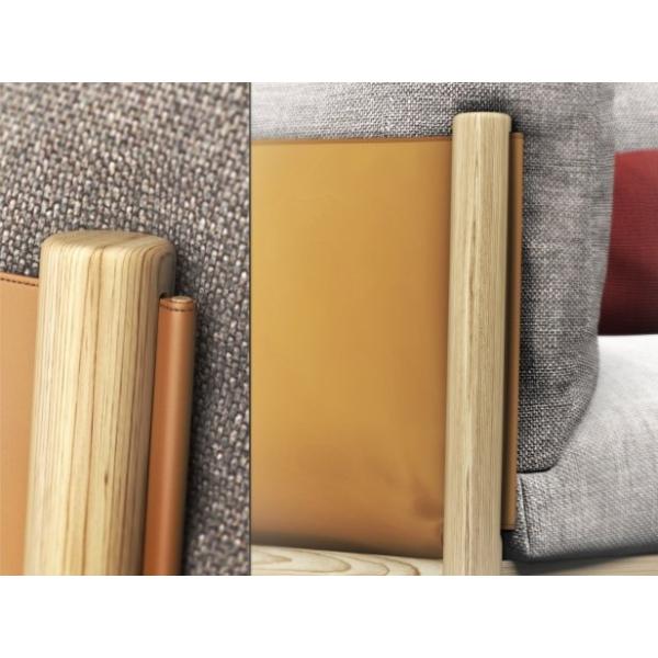 Lounge Room Modern Upholstered Sofa For Leisure Fabric Wooden Legs SGS