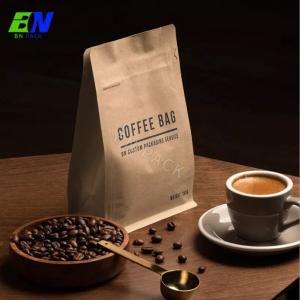 China Eco Friendly Kraft Paper Box Bottom Packaging Pouch Coffee Bags With Valve and Zipper wholesale