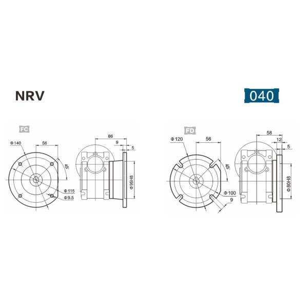 NRV040 Worm Gearbox Double Shaft , 120W Worm Reducer Gearbox