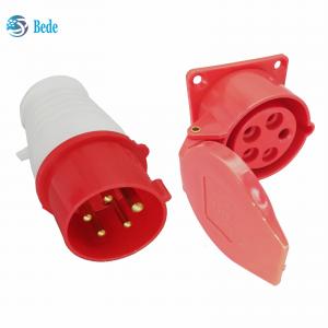 China Industrial Plug 3 Phase Socket 5 Pins 3P+N+E 16A PP Material Housing Brass Contact Pins wholesale
