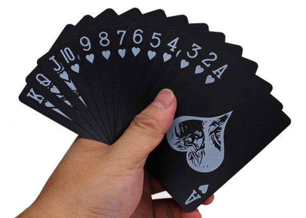Quality Black Poker Cards 300gsm Paper 2.5X3.5in Silk Printable High Gloss Shrink Wrapped for sale