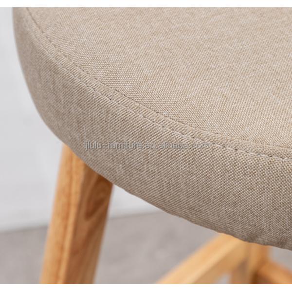 Modern Design Natural Color Detachable High Back Solid Wood Bar Stool for Pub